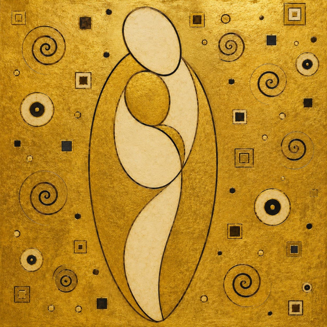 Mother and Child, Gold by Chromora Studio