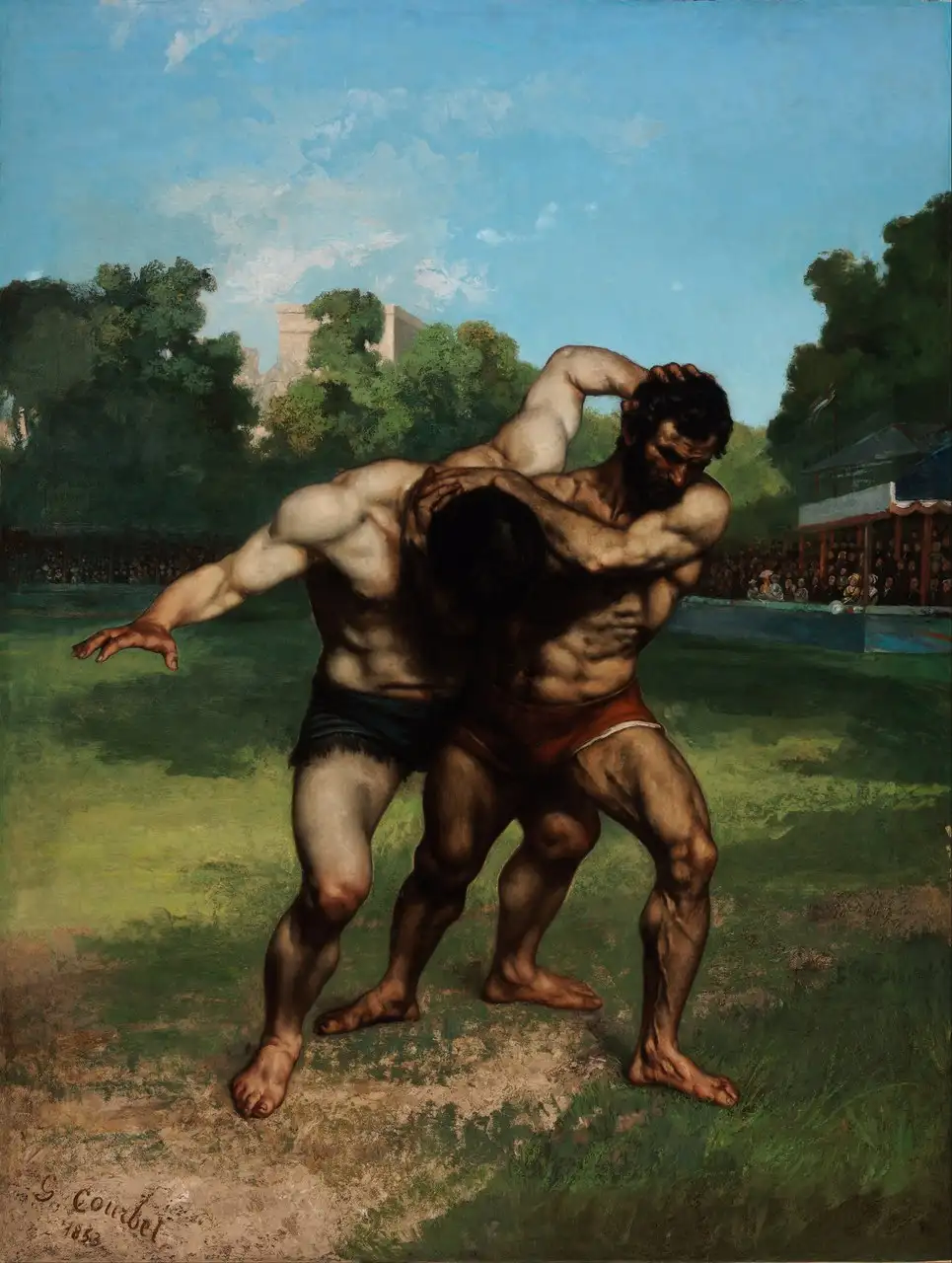 The Wrestlers by Gustave Courbet