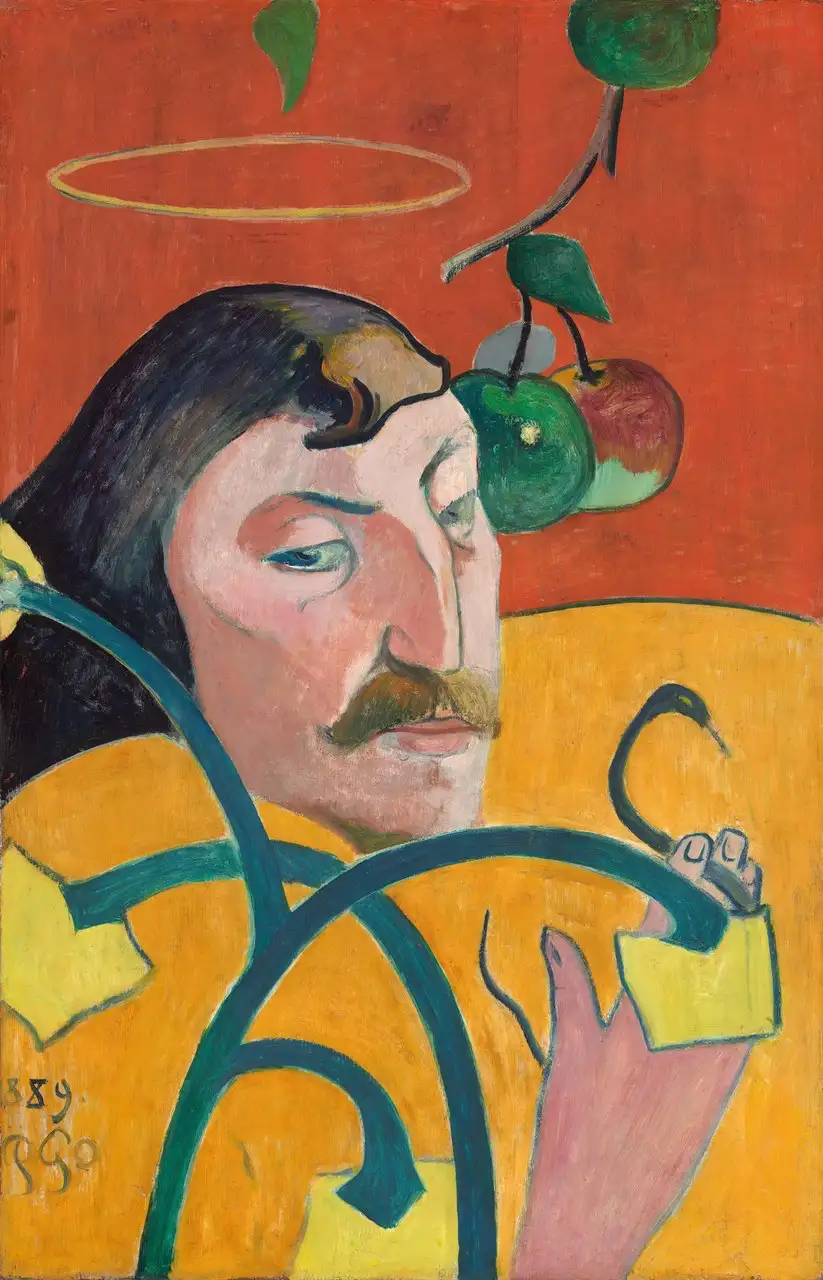Self-Portrait with Halo and Snake by Paul Gauguin