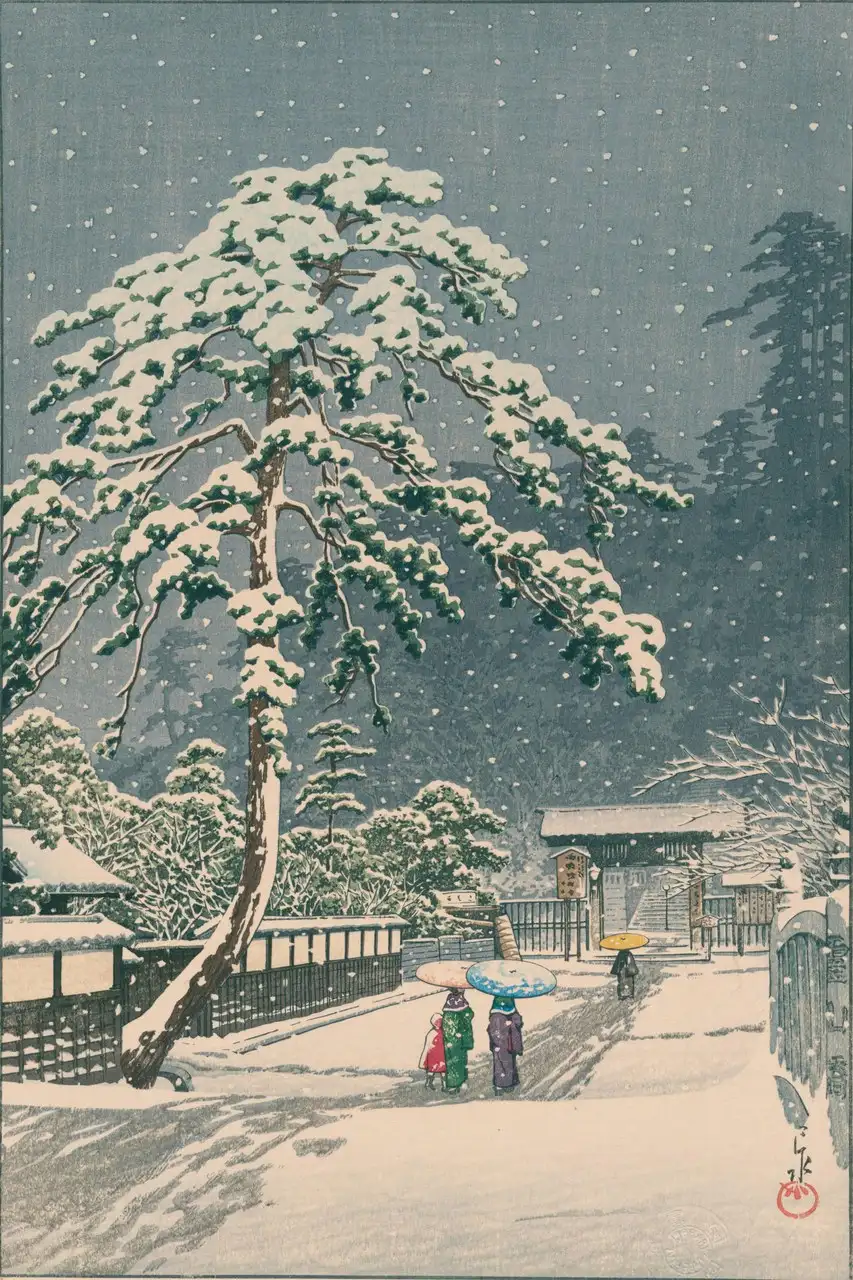 Honmon-ji Temple in Ikegami by Kawase Hasui