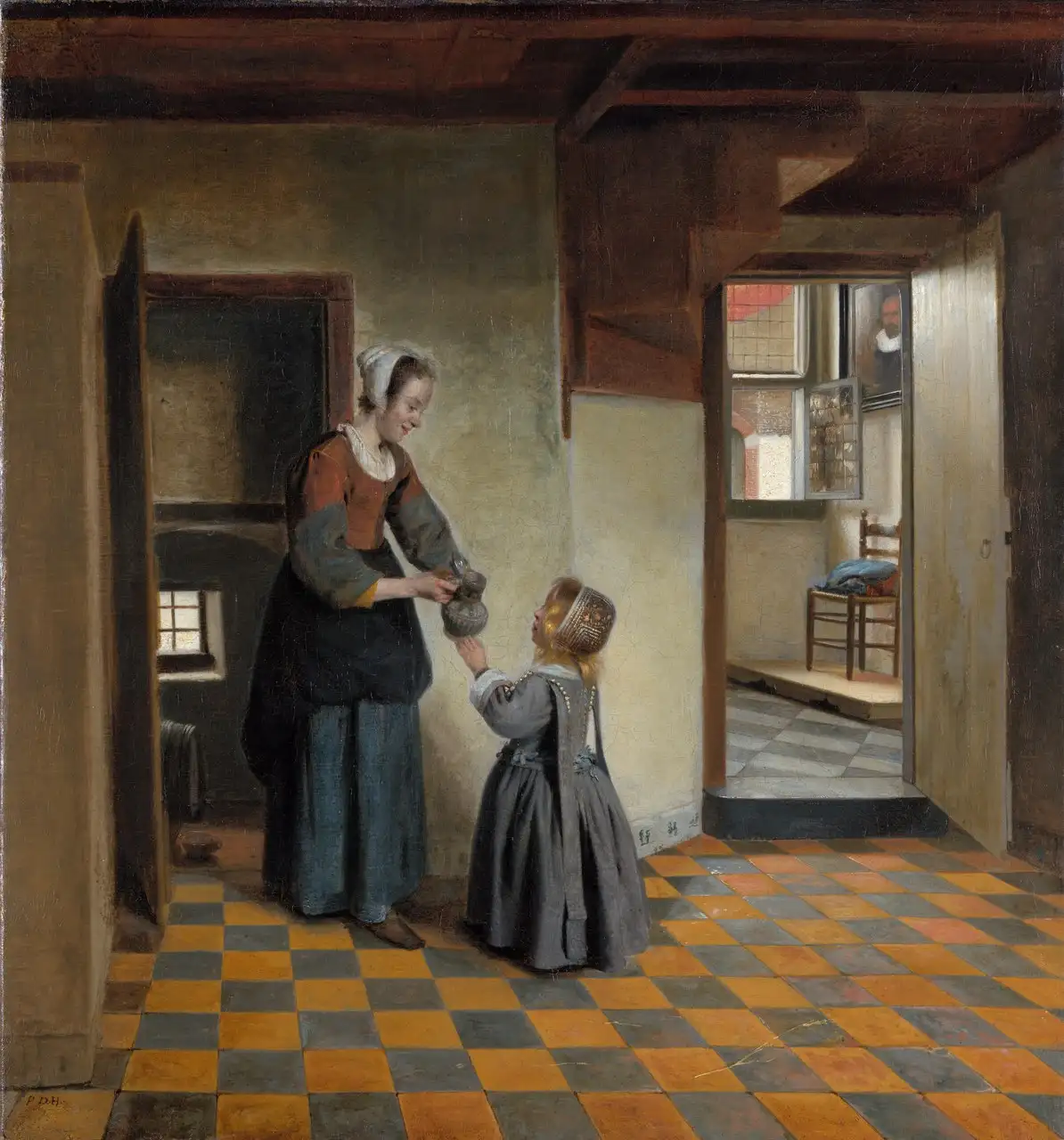 A Woman with a Child in a Pantry by Pieter de Hooch