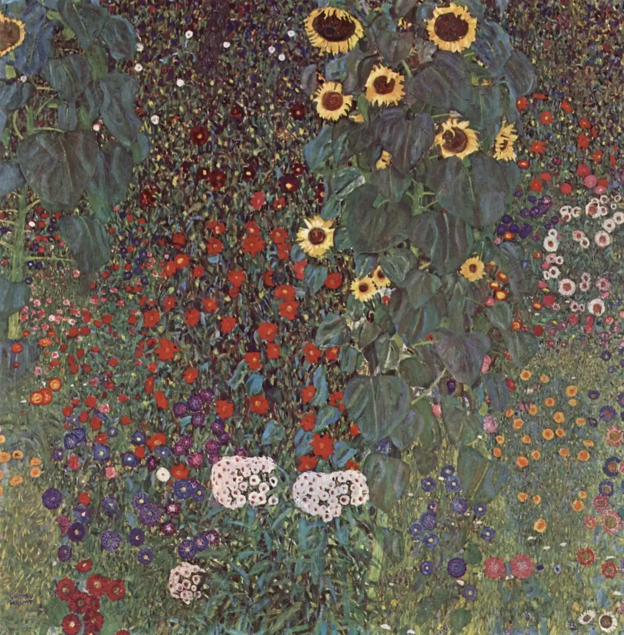 Farm Garden with Sunflowers by Gustav Klimt