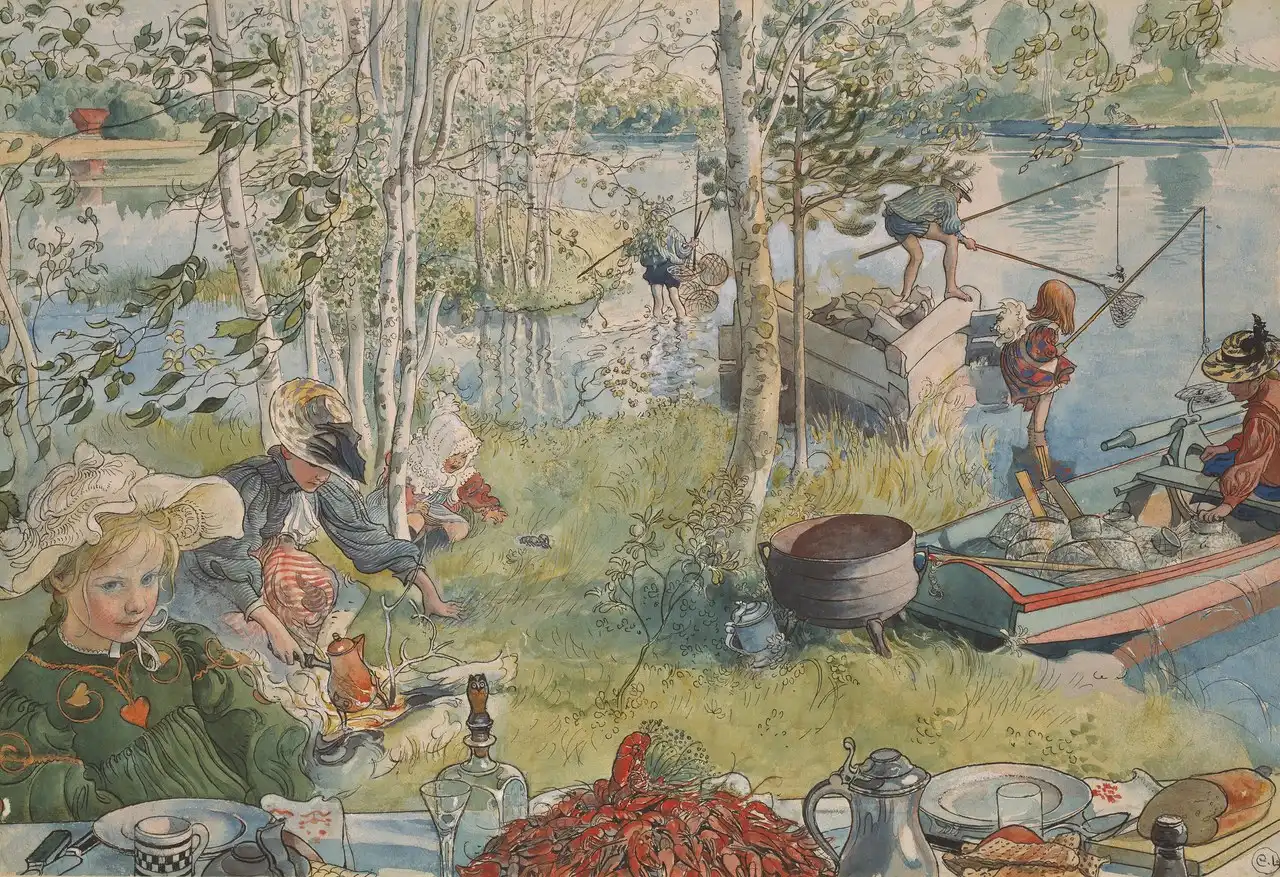 Crayfishing by Carl Larsson
