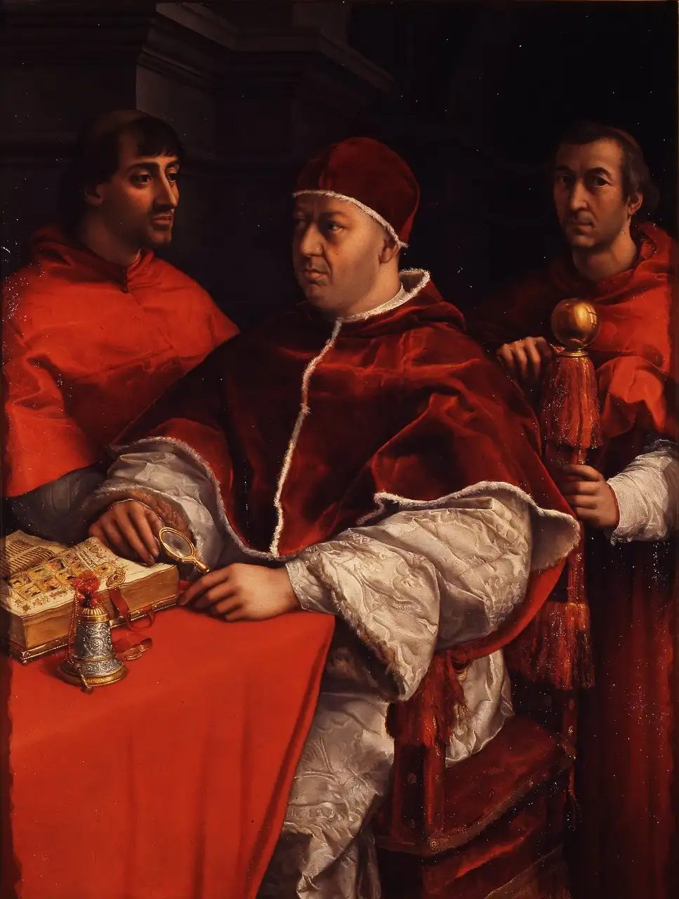 Portrait of Pope Leo X with Two Cardinals by Raphael