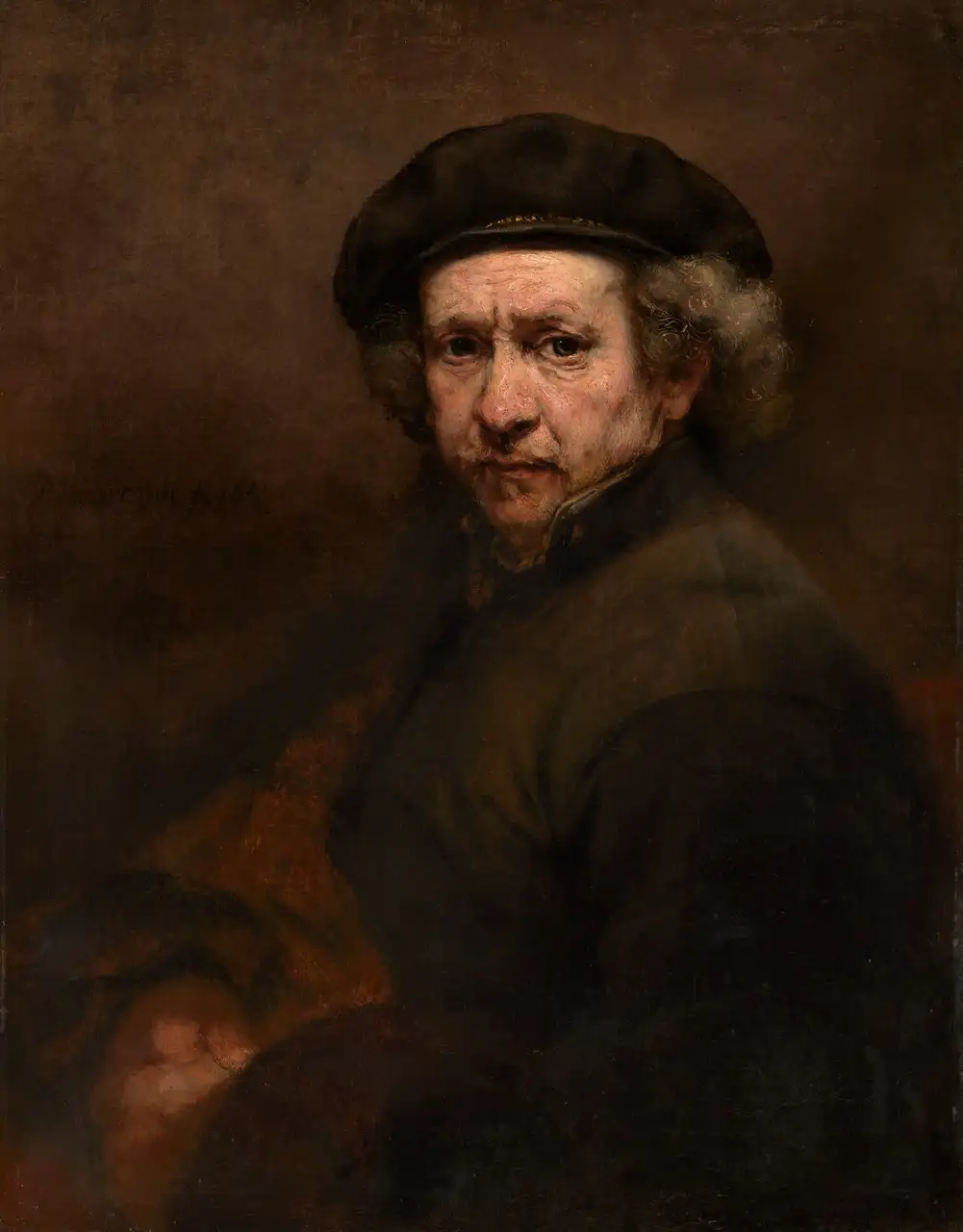 Self-Portrait with Beret and Turned-Up Collar by Rembrandt