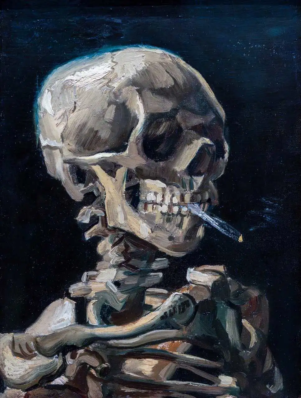 Skull of a Skeleton with Burning Cigarette by Vincent van Gogh