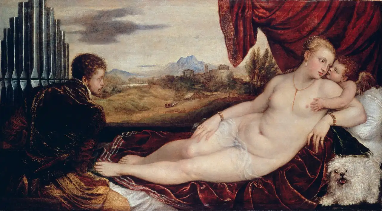 Venus and Cupid with an Organist by Titian