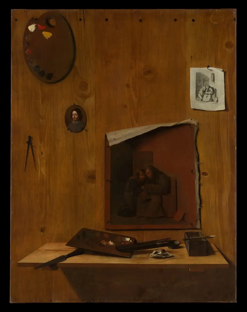Trompe l'oeil with Palettes and Miniature by Jean François de Le Motte