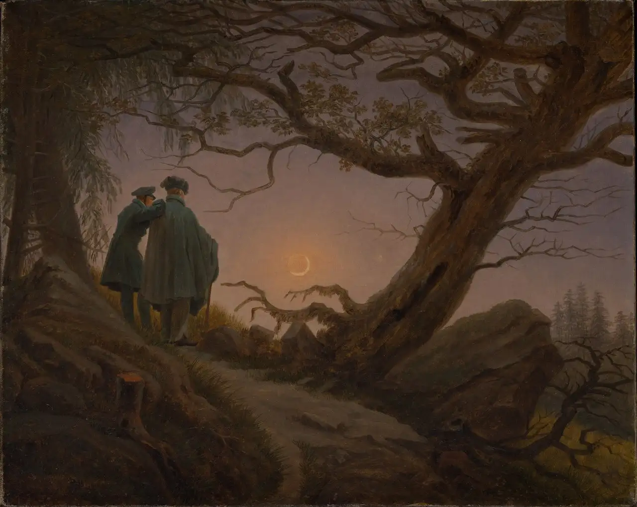 Two Men Contemplating the Moon by Caspar David Friedrich