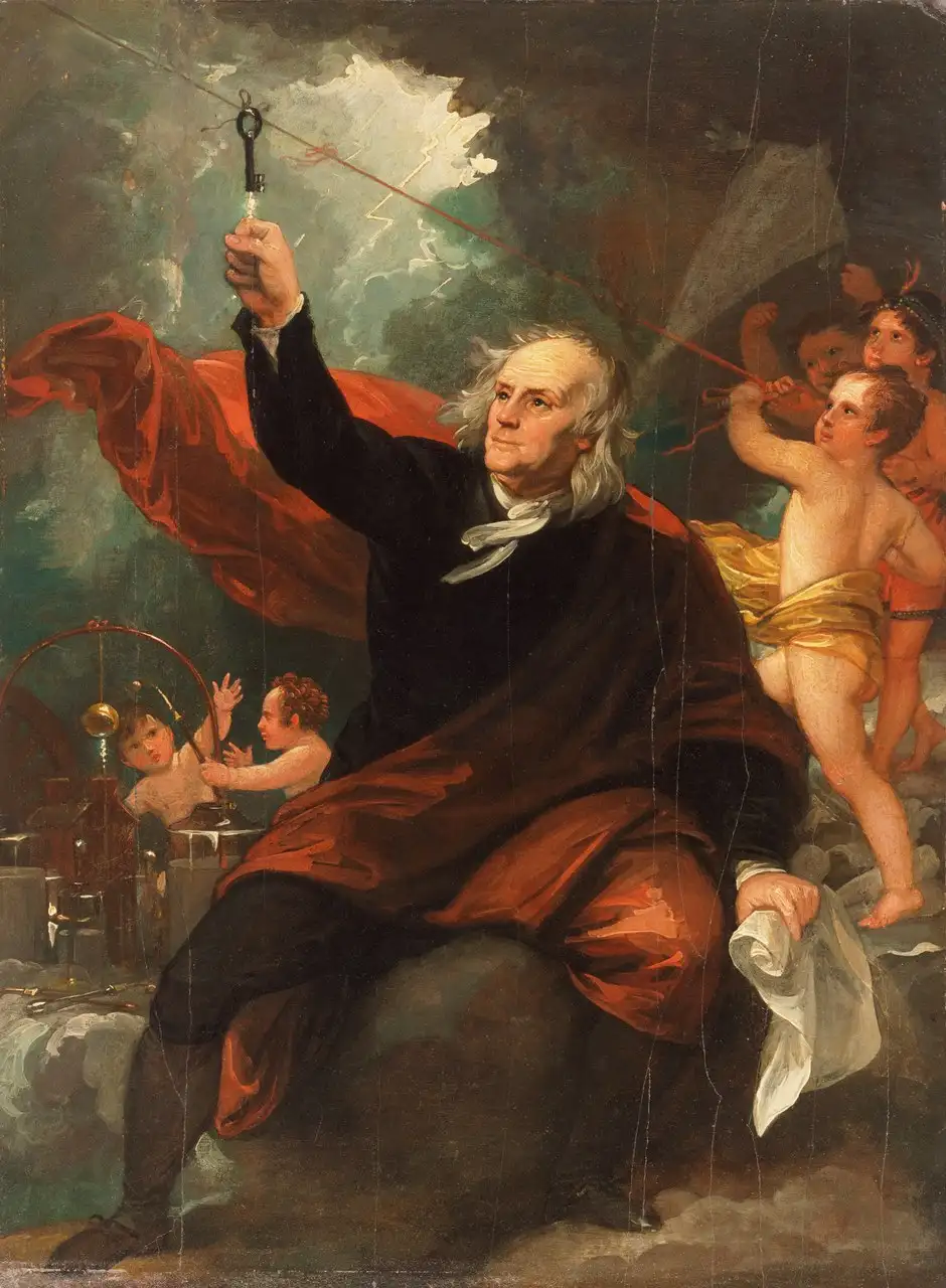 Benjamin Franklin Drawing Electricity from the Sky by Benjamin West